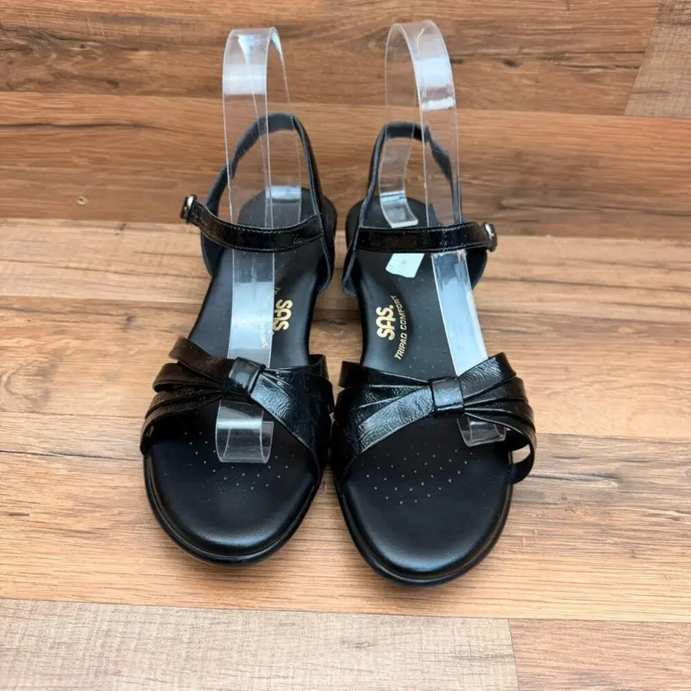 SAS Women Size 9N black leather Wedge Comfort Sandals shoes